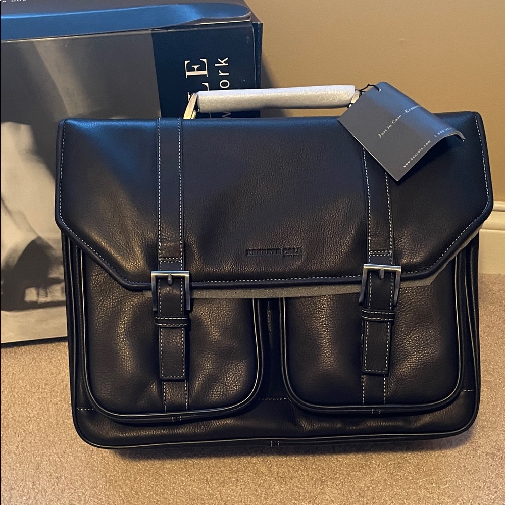Kenneth Cole Black Messenger/Laptop Bag